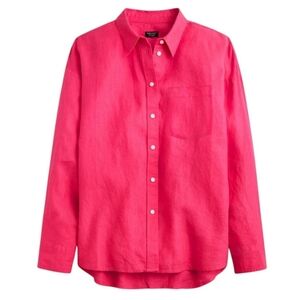 Baird McNutt For J Crew Pink Irish Linen Button Up Oversized Shirt Size Small